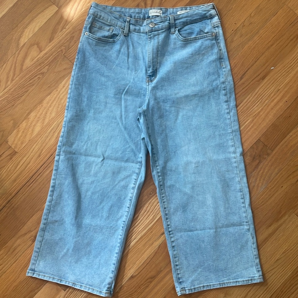 Like new Wonderly cropped wide leg denim -12